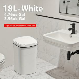 TEMU 3.76/4.76 갤런 스마트 (적외선 센서 & 터치리스 작동) - 모던 직사각형 디자인, 저소음 닫힘, 무접촉 작동, AA 배터리 작동|쓰레기통