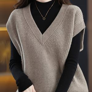 TEMU 여성용 우아한 V넥 민소매 가디건 - 시크한 레이어링 가을/겨울 의류, 루즈핏, 단색, 골지 질감, 캐주얼부터 포멀 웨어까지, 캐주얼 아우터, |V넥 가디건|골지 질감, 스웨터 조끼