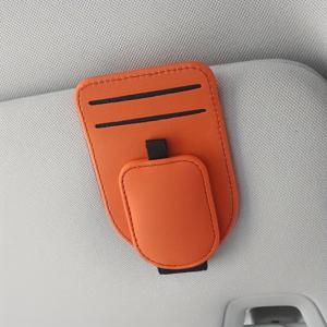 TEMU 패셔너블 PU 가죽 선바이저 정리 클립 - 선글라스, 가스 카드, 티켓 등 다용도 박스, 컴팩트 사이즈와 대용량 자동차 액세서리, 4가지 색상 제공