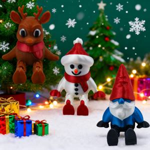 TEMU 3D 프린팅 크리스마스 장식 세트 3개 - 눈사람, 사슴 & 산타 클로스 피규어, 테이블 장식, 선물 아이디어, 플라스틱, 전기 불필요, 축제 분위기 장식|재미있는 디자인|튼튼한 플라스틱, 크리스마스 장식