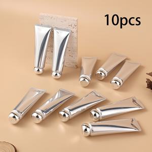 TEMU 10개 재충전 가능한 빈 알루미늄 플라스틱 튜브 라운드 병 뚜껑 화장품 용기 패키징 페이스 클렌저 핸드크림 화장품 로션 (50ml), 재충전 가능한 튜브,화장품 보관함,여행에 적합한 크기,컴팩트 디자인,누수 방지 캡,로션 디스펜서,메이크업 정리함