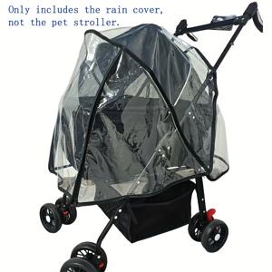 TEMU 애완동물 유모차 방수 커버, 방풍 및 방진, EVA 소재, 투명 방수 캐노피 (양방향 지퍼 도어 포함), 고양이 & 강아지용, 앞/뒤 입/출구|강아지유모차