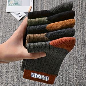 TEMU 20켤레/15켤레/10켤레/5켤레 남성용 올 시즌용 두꺼운 미드 카프 운동 양말 - 통기성 좋은 흡습성, 다양한 색상 옵션 (, 브라운, 땀 방지)