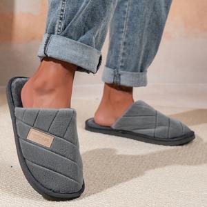 TEMU 슬립온 실내 슬리퍼 - 부드러운 원단, 무소음, 네이비/블랙/그레이/베이지/브라운 - 겨울용 따뜻한 쿠션 신발, 스파 같은 편안함 (세탁 불가) - 남편이나 아버지를 위한 이상적인 선물