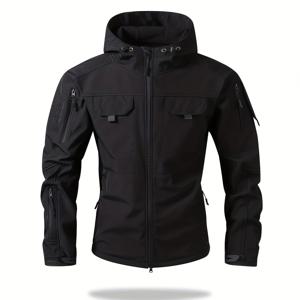 TEMU 남성용 헤비듀티 방한 후드 자켓 - 방풍 & 고품질 쉘, 멀티포켓 아웃도어 코트, 캠핑, 라이딩용 - 스크래치 풀지퍼 겨울 코트 (세탁기 사용 가능)