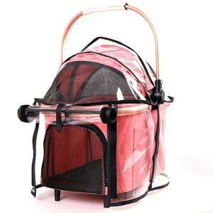 TEMU 애완동물 유모차용 투명 비 커버 - 돔 & 메쉬 패널이 있는 헤비듀티 플라스틱 캐노피, 개와 고양이를 위한 환기형 쉴드, 우산 모양 비 커버 (유모차 미포함) - 캐리지와 호환 가능|강아지유모차