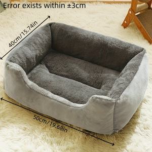 TEMU 사각 애완 동물 침대 - 부드럽고 푹신한 쿠션 매트리스 내부, 오픈 엣지 디자인, 간편한 세척 폴리에스터 패드 (고양이, 소형견, 토끼, 기니피그용) - 거실, 침실, 발코니 실내/실외 사용 - 아파트 및 가정에 적합, 소형 애완 동물 침대