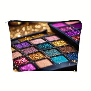 TEMU 1개 글리터 아이섀도우 팔레트 & 메이크업 가방 - 골드, 핑크, 그린, 퍼플, 청록색 - 여성 & 남성용 컴팩트 여행용 화장품 정리함, 메이크업 브러쉬, 립스틱, 뷰티 도구 - 파티, 일상, 헬스, 휴가, 비즈니스에 적합 - 귀여운 메이크업|립스틱