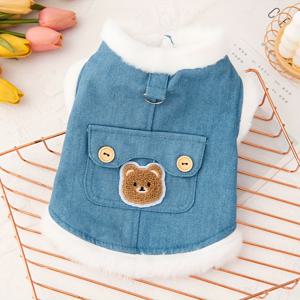 TEMU 강아지 & 겨울 코트 - 귀여운 디자인, 하트 & 발자국 프린트, 소형견부터 대형견까지 사용 가능한 부드럽고 따뜻한 애견 재킷, 세탁기 사용 가능 - 텍스처, 봄 & 가을 외출에 적합, 강아지 겨울옷, 장난기 넘치는 애견 의류, 튼튼한 애견 의류, 강아지 옷, 강아지 패딩, 애견겨울옷, 강아지 가을옷, 강아지니트, 강아지 스웨터|강아지옷