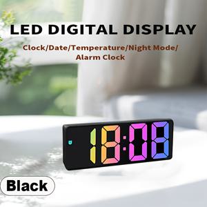 TEMU 1개 모던 LED 알람 시계 (디지털 디스플레이, 12/24시간 표시, USB 전원 (배터리 미포함)) - 밝기 조절 기능, 침실 및 거실 장식을 위한 저소음 작동, 침실용 알람 시계, 리모컨 포함 벽시계