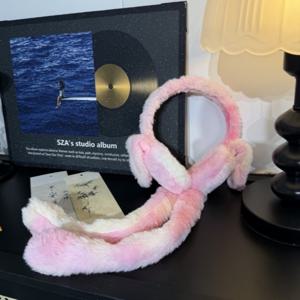 TEMU 여성 & 남성용 겨울 귀마개, 움직이는 플로피 토끼 귀 - 부드러운 플러시 따뜻한 방풍 귀 따뜻 가운, 파스텔 핑크/퍼플/핑크/