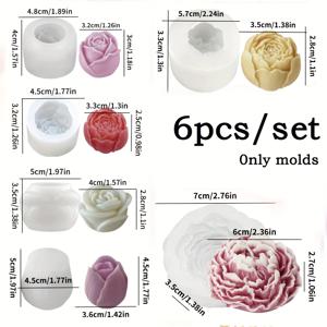 TEMU 6개/세트 플로럴 부케 실리콘 캔들 몰드 세트 - 모란, 장미, 하트 플라워 & 장미 꽃봉오리 | DIY 레진, 캔들 & 비누 몰드, 수제 홈 데코, 웨딩 크래프트 & 선물 (발렌타인데이, 어머니날, 생일, 크리스마스, 부활절)