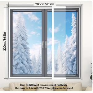 TEMU 방풍 및 단열 창문 필름 - 자가 접착, 드릴 불필요 설치, 두꺼운 플라스틱 필름 (추운 날씨용), UV 저항, 창문, 문, 문 - 간편한 필앤스틱 부착, 문 단열, 투명 디자인, 내구성 플라스틱|필름
