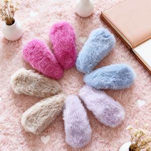 TEMU 8개 플란넬 헤어 클립 - 귀여운 사탕 색상 (핑크, 보라, 브라운), 가을/겨울용, 하트 & 리본 디자인의 스위트 스타일, 헤어 클립, 발랄한 디자인, 튼튼한 헤어피스