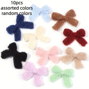 TEMU 10개입 가을 겨울 니트 보우 타이 세트 - 핸드메이드 헤어 클립 헤어밴드 헤어 액세서리 제작 생일 기념일 선물 상자 장식 카드 소형 리본, 주얼리 제작 디스플레이 & 포장 용품
