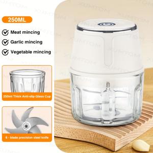 TEMU 고기 분쇄기, 전기 마늘 다지기, 미너, 야채 다지기 - 휴대용 간편 세척 스테인리스 스틸 주방 도구, USB 충전식 고기 분쇄기, 새로운 업그레이드된 6-날 날개, 마늘, 견과류, 생강, 고추, 야채 및 과일에 적합