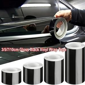 TEMU 차량용 광택 블랙 비닐 랩핑 테이프 4개 세트, 1.18/1.97/2.76/3.94인치 x 196.85인치, 자가 접착 범용 크롬 디테일 필름, 차량 내부 창문 트림, 루프, 후드에 적합, 자동차 외부 장식