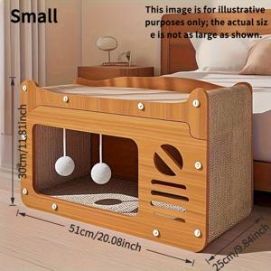 TEMU 투인원 네스트 실내 고양이 하우스 스크래치 보드 포함, 튼튼한 구조로 휴식과 놀이에 적합 | 소파 및 가구 보호 - 쉬운 조립 다층 디자인 해먹, 아늑한 반려동물 공간, 스크래치 방지 소재, 다중 고양이 가정, 반려동물 애호가용