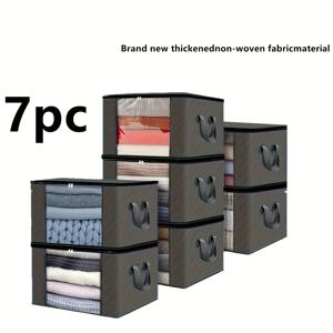 TEMU 7개입 튼튼한 접이식 이사 가방 (지퍼 잠금 & 튼튼한 손잡이) - 두꺼운 부직포 원단 수납 용기 (침구, 담요, 기숙사 정리, 크리스마스 선물용) - 공간 절약형 이사 가방|이불정리함