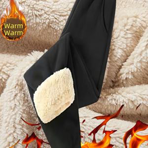 TEMU 1개 남성용 두꺼운 기모 안감 조거 팬츠 - 겨울 따뜻한 바지, 탄성 있는 커프스, 신축성 없는 원단, 솔리드/레드레드/, 세탁기 사용 가능 - 중년 및 노년 남성용 캐주얼 및 포멀 웨어 - 가을/겨울 긴 바지, 겨울 의류