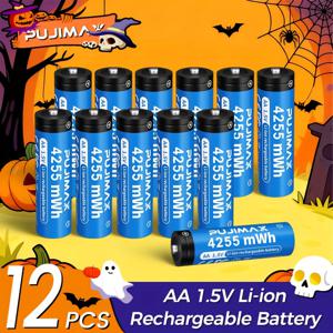 TEMU PUJIIAX 12 1.5V AA 리튬이온 고용량 충전지 - 4255mwh 장시간 지속력, 2000회 충전 가능, 휴대용, 가정용 및 외출 시 편리함. 리모컨 알람시계, 게임 컨트롤러, 크리스마스 조명 스트립, 할로윈 야외 장식용 제품, 손전등에 적합한 고성능 내구성 충전지. 1.5V 리튬 배터리 충전기로 충전하세요, 이벤트 플래너,기술 애호가