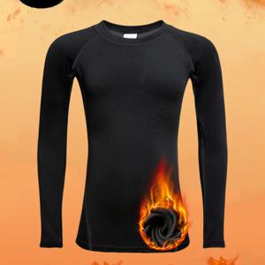 TEMU 1개 남아용 보온 언더셔츠 - 플로킹 보온 타이트핏 베이스 레이어 티셔츠, 스키, 러닝, 사이클링용 | 겨울 액티브웨어, 세탁기 사용 가능 | 솔리드 컬러 라운드넥 (소년부터 청소년까지)