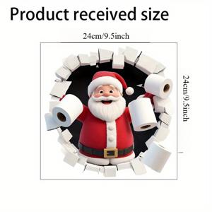 TEMU 1개 화장지 크리스마스 스티커 - 자가 접착 욕실 장식, 내구성 플라스틱, 간편한 부착, 휴일 선물로 완벽, 욕실 & 침실 장식