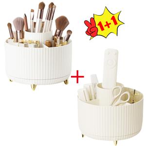 TEMU 1+1 필통 회전하는 메이크업 정리함 -브러시, 립스틱, 제품, 문구용품을 위한 다용도 거치대