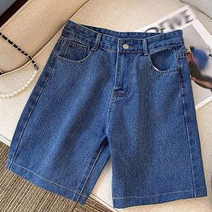 TEMU 여성용 5부 청반바지 여름 데일리 얇은 하이웨이스트 루즈핏 캐주얼 데님 반바지