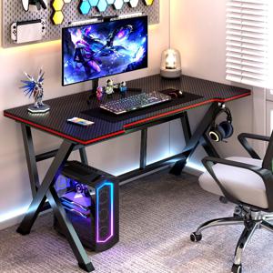 TEMU 카본 패턴 1인용 게이밍 컴퓨터 철제책상 사무용책상 헤드셋거치대 포함