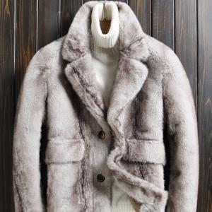 TEMU 남성용 겨울 2024 패션 인조 모피 코트, 단색 폴리에스터 100% 긴팔 싱글 브레스트 라펠 칼라 니트 원단 재킷, 버튼 디테일 - 일반 핏