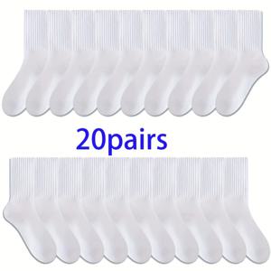 TEMU 블랙 앤 화이트 20켤레 솔리드 컬러 비즈니스 미드-캘프 양말 - 남성용 사계절 패션 심플 솔리드 컬러 비즈니스 양말|옷|패션