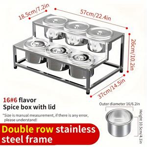 TEMU 4칸이 있는 2단 스테인리스 스틸 조미료 및 스낵 서빙 트레이 - 잼, 향신료, 견과류 및 작은 접시용 두꺼운 스틸 파이프 디자인 - 안정성을 위한 수직 지지대