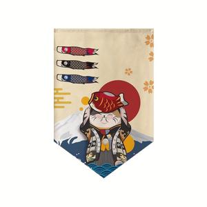 TEMU [2D 도어 커튼] 전통 일본 노렌 도어 커튼 매네키-네코 디자인 - 블렌드 자카드 직조, 쉬운 청소, 헤딩 테이프 포함, 다양한 방에 적합, 종교 주제 장식