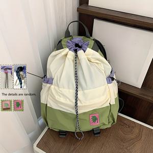 TEMU 나일론 하이킹 배낭, 캐주얼 스포츠 여행 배낭, 끈 조임 후드, 등산용 경량 배낭|스트링백팩