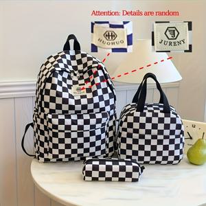 TEMU 3개 세트 백 고급 원단 청소년 백팩 여성 여행 가방 백팩 학교가방 청소년 소녀용 단색 책가방 새로운 청소년용 대용량 여행 가방 학교 시즌 학생 캐주얼 가방, 청소년용