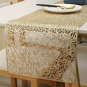 TEMU 1개 모던 프렌치 & 노르딕 럭셔리 테이블 러너 - 솔리드 골드 직사각형 식탁 장식, 우아한 파티 웨딩 연회 센터피스, 내구성 좋고 관리 쉬움
