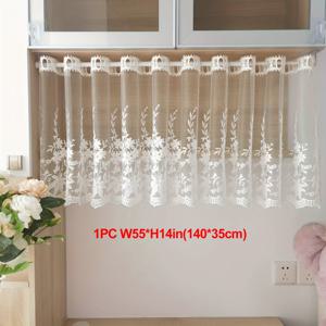 TEMU 1개 우아한 레이스 꽃 자수 커튼 - 빈티지 목가적 보일, 로드 포켓 디자인, 세탁 가능한 폴리에스터, 주방, 거실, 욕실, 카페에 완벽한 커튼