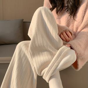 TEMU 여성용 겨울 와이드 레그 스노우 팬츠 - 두꺼운 코듀로이 느낌 내부 안감(외부 없음), 핸드워시 가능한 로우라이즈 팬츠, 키작고 키가 짧은 여성을 위한 포근한 캐주얼 겨울복 (드라이클리닝 금지) - 따뜻한 바지|냉장고바지|바지|여름바지