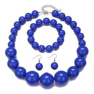 TEMU 스타일 일상용 신부 결혼식 목걸이 귀걸이 팔찌 세트 3피스