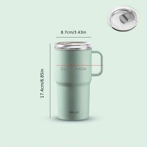 TEMU 1개 야외용 스테인리스 텀블러 핸들 포함, 여행용 커피 머그컵 뚜껑, 차량용 휴대용 티컵, 차량용 컵 홀더,슬림 텀블러,고품질 강철,핸들 머그,누수 방지 뚜껑,야외 활동 애호가,커피 애호가들|텀블러