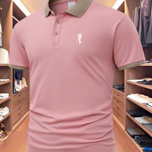 TEMU 뉴 패턴 핫셀링 카키 칼라 핑크 컬러 매칭 패션 셔츠 반팔 터너오버 셔츠 성숙한 남성 스타일 프린트 패션 -편안 야외 골프 스포츠 반팔 셔츠 연두색 핑크 카키 블랙 네이비 블루 A532