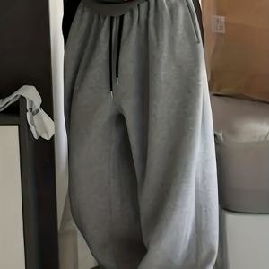 TEMU 여성용 편안한 루즈핏 드로스트링 스웨트팬츠 - 캐주얼 와이드 레그 팬츠, 탄력 있는 허리밴드와 스트레치 소재, 가을/겨울용|스포츠|냉장고바지|바지