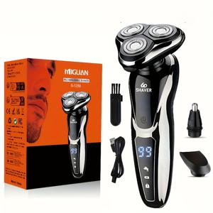 TEMU 3-in-1 전기 면도기 세트, 코털 정리기 및 턱수염 트리머 포함, 600mAh 충전식 리튬 배터리, 스마트 LED 디스플레이 화면, 부활절 아버지의 날 선물 - 남자친구와 형제를 위한 최고의 선물