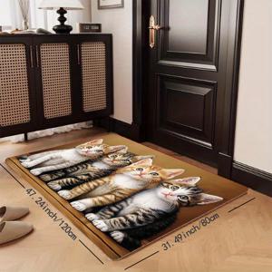 TEMU 1pc/8Mm 귀여운 네 마리의 탭비 고양이 부드럽고 두꺼운 미끄럼 방지 쉬운 청소 스폰지 바닥 매트 도어 매트 기계 세척 가능 출입구 도어 카펫 포르치 도어 매트 욕실 카펫 카펫 주방 바닥 매트 침실, 거실 실내 장식