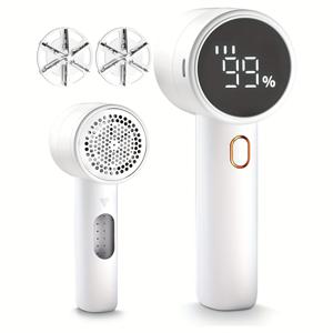 TEMU 패브릭 쉐이버, 리튬 배터리 충전식 전동 휴대용 스웨터 보풀제거기, 3단계 속도 조절, 6날 블레이드, 디지털 LED 디스플레이, 옷, 가구, 스웨터, 소파, 담요 보풀 제거용