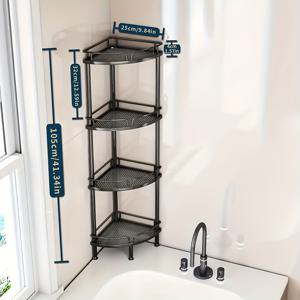 TEMU 녹슬지 않는 스테인리스 스틸 3/4층 전면 V-코너 샤워대, 빠른 배수 및 층별 보관으로 공간 절약, 샴푸 컨디셔너와 비누 욕실 수납함, 욕실 정리용|욕실선반|비누받침대|화장실선반