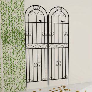 TEMU 클라이밍 장미, 수국 및 녹지를 위한 우아한 블랙 메탈 정원 울타리 두 개, 그리드 패턴이 있는 내구성 스프레이 코팅 표면, 실내외 사용 가능, 가벼운 식물 지지대