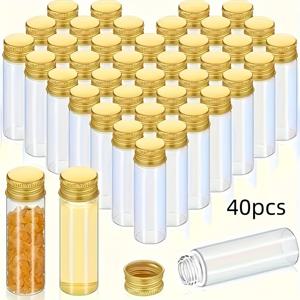 TEMU 무취 미니 샘플용 병 40개 세트 (알루미늄 스크류 캡 포함) - 누출 방지 재충전 가능 컨테이너, 씨앗/잉크/에센셜 오일 용량 20ml 투명 플라스틱 바이얼, 고안전성 PE 가스켓