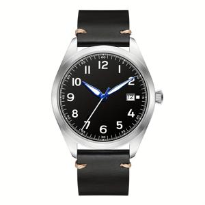 TEMU 남성용 미오타 8215 자동 기어 메커니즘, 스테인리스 케이스 & 블랙 인조 가죽 스트랩이 있는 기계식 시계 - 루미너스 다이얼, 날짜 표시, 캐주얼 및 정장용 심플하고 우아한 디자인, 클래식 워치 디자인, 내구성 있는 밴드, 배터리 미포함